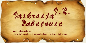Vaskrsija Mabetović vizit kartica